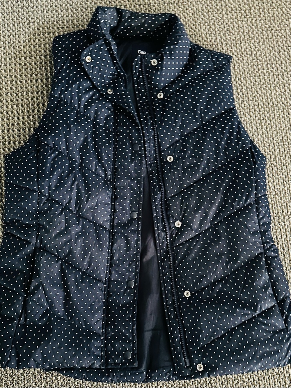GAP Navy Polka Dot Quilted Vest
